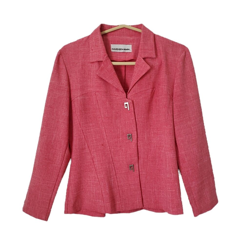 David Benjamin Designer Collection Womens Blazer Pink Coral Vintage